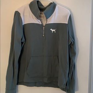 dark teal PINK quarter zip